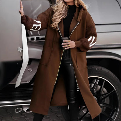 Veste Longue à Capuche et Poches pour Femmes - Style Trench d'Hiver